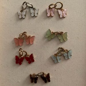 7 pairs of butterfly earrings